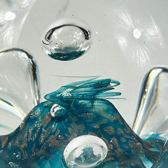 Sea Dance Art Glass Paperweight Signed CHIPPED Mouthblown Hand Blown Handmade - Picture 9 of 14